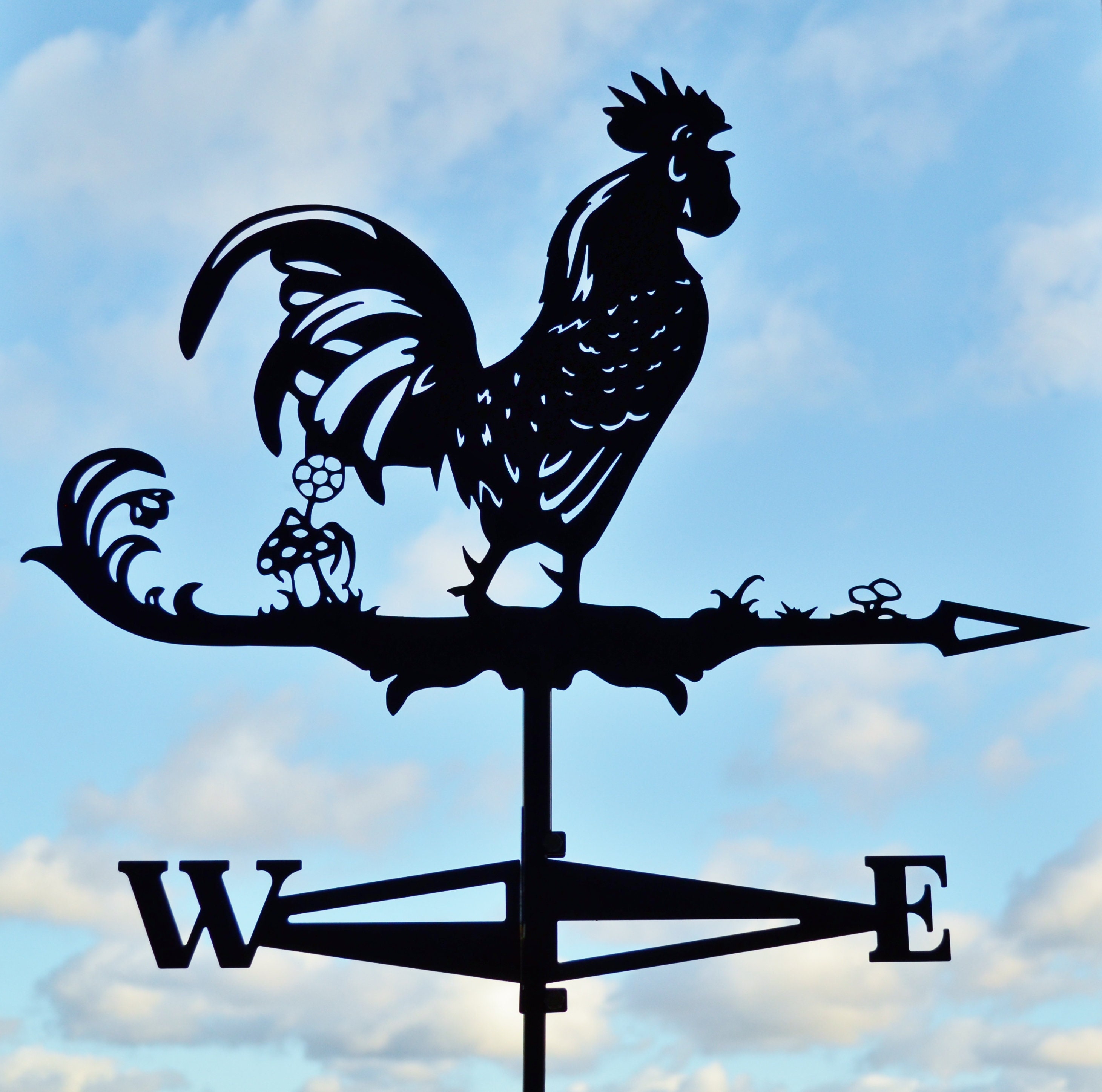 Rooster Chicken Metal Weathervane Roof Mount Wind Decor Etsy