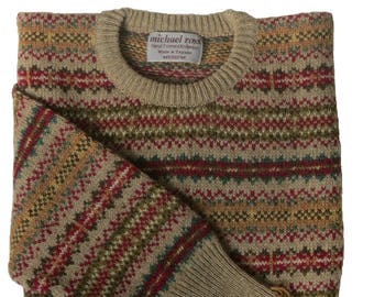 【90’s OLD GAP】Shetland Wool Hand Knit Vintage 90s Gap Mens Large Blank Shetland Wool Knit V-Neck