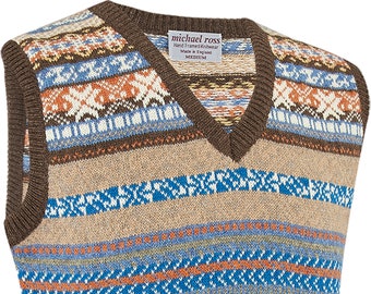 VintageFair Isle slip over 0205-2747- F02 Morrit brown