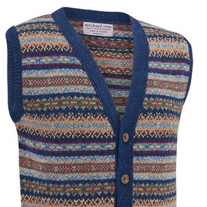 Ernte- Fair Isle Weste 0001-2746-F98 Indigo Blau