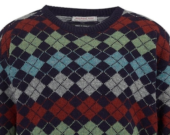 Argyle traditional vintage golfing sweater  0003-2731- F02 Navy