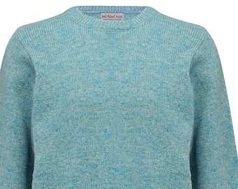 Hand Framed plain Shetland crew for men-SURF 135