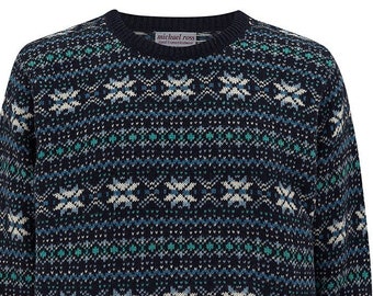 Combo design Fair Isle crew-2731-navy