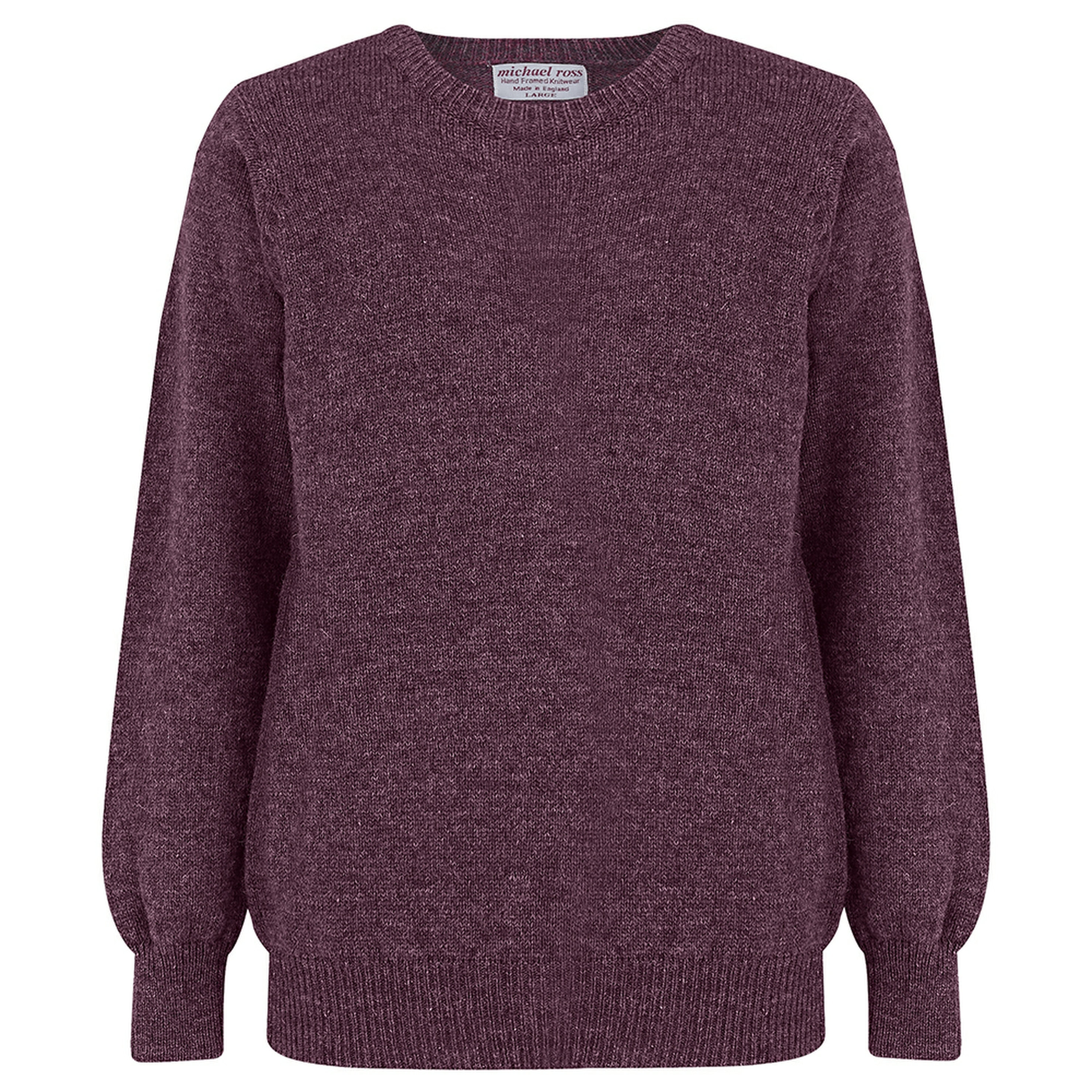 Image of Hand Framed Plain Shetland Crew For Men-Bramble 155