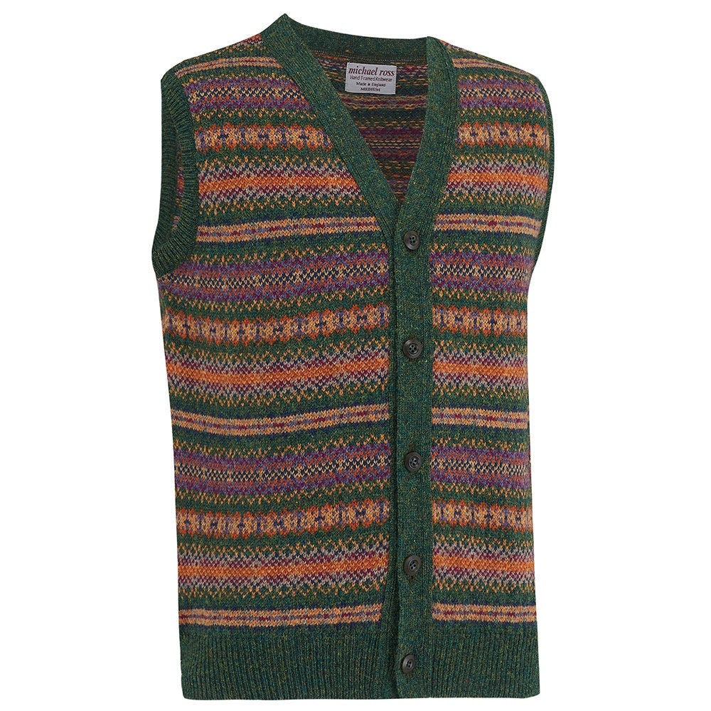 Image of Harvest - Fair Isle Waistcoat 0001-2746-F06 Tundra Green