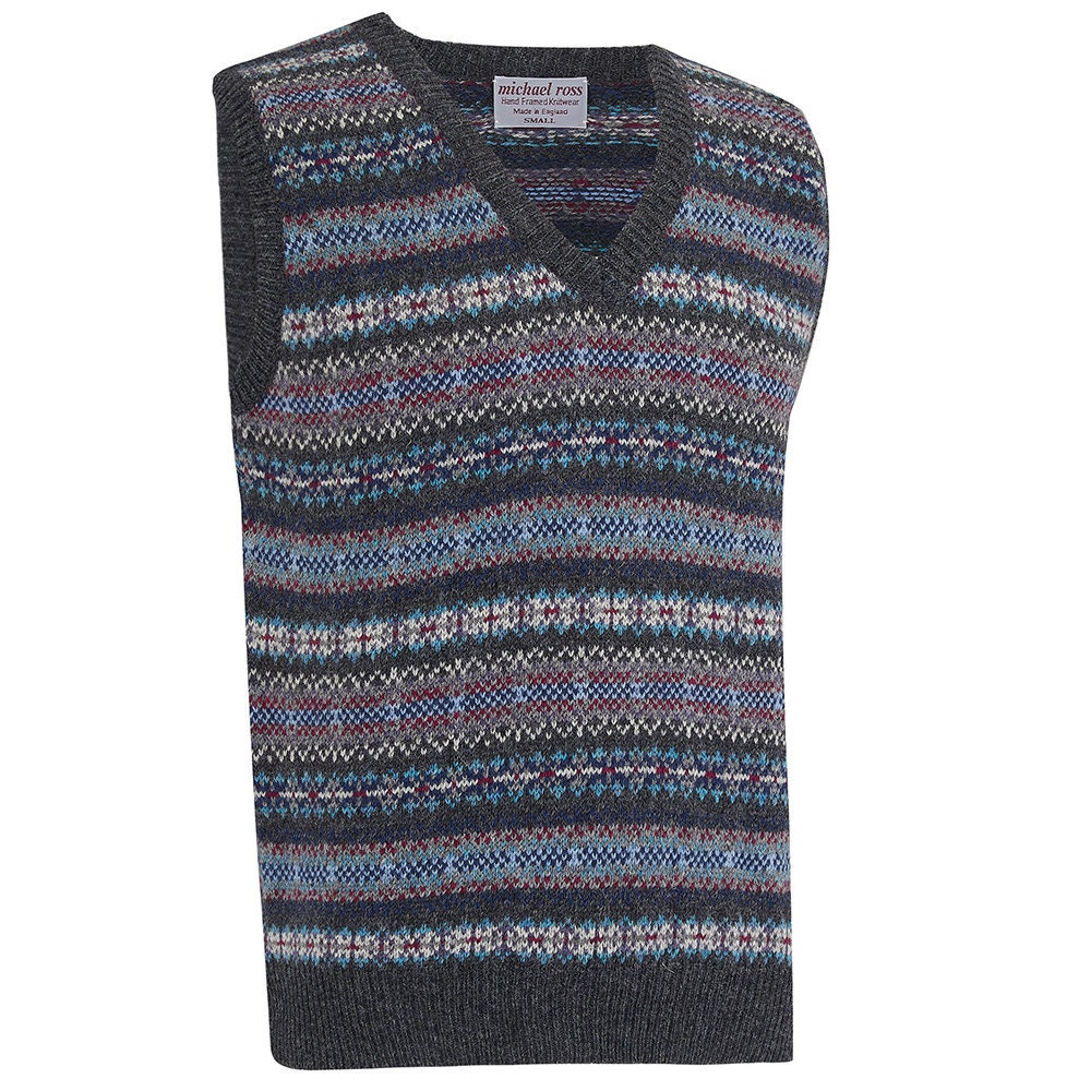 Image of Harvest Fair Isle Slip Over 0001-2747-F79 Quarry Grey