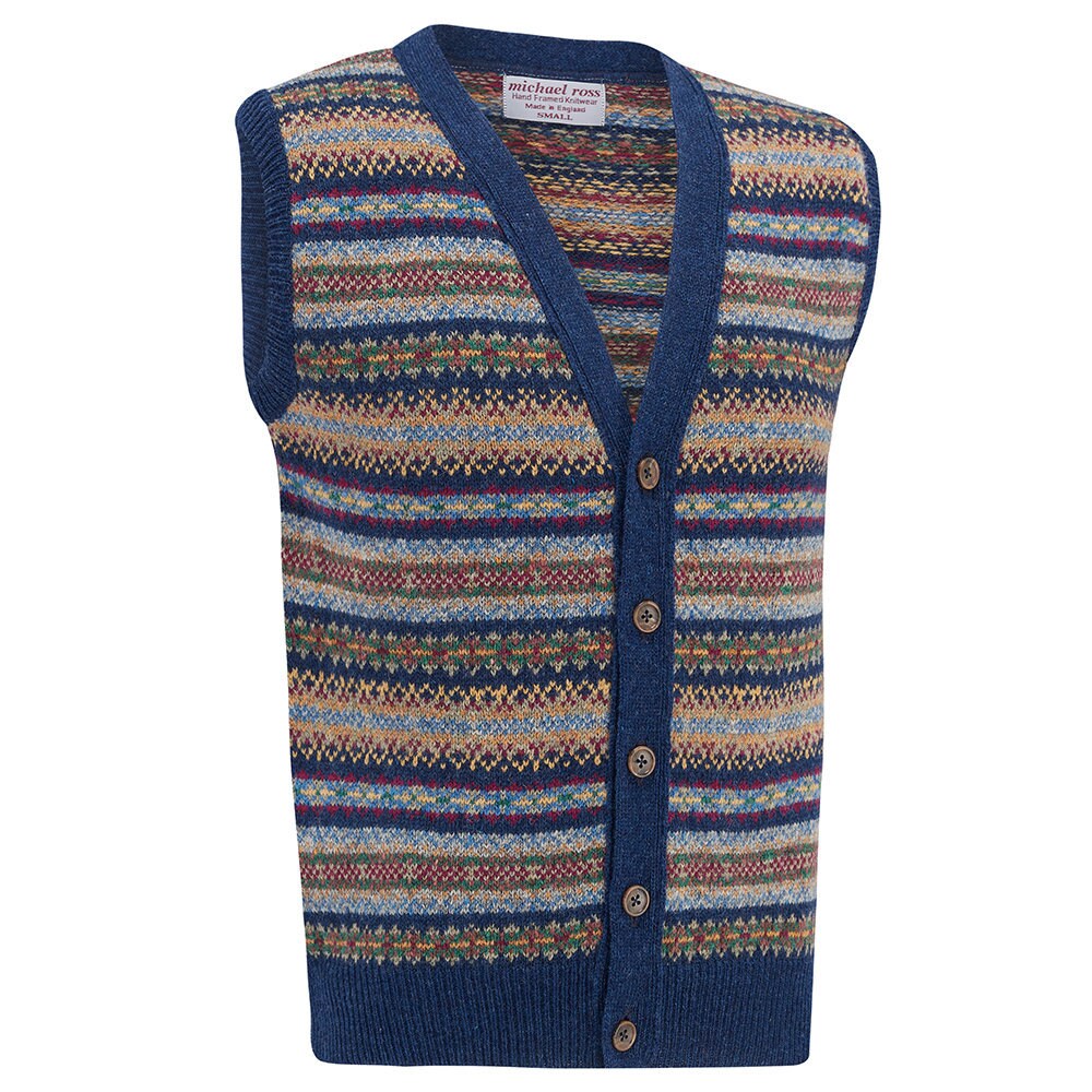 Image of Harvest - Fair Isle Waistcoat 0001-2746-F98 Indigo Blue