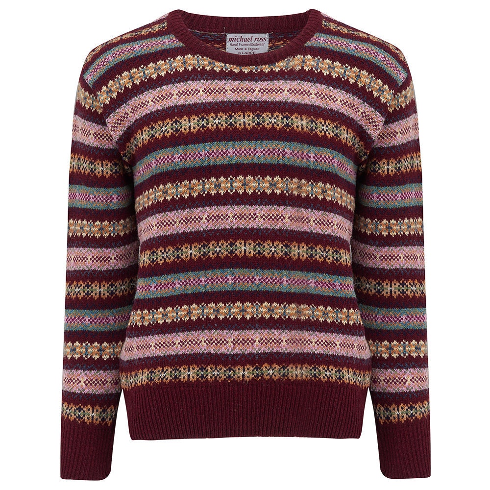 Image of Harvest Design Fair Isle Crew 0001-2731-F132-Marron