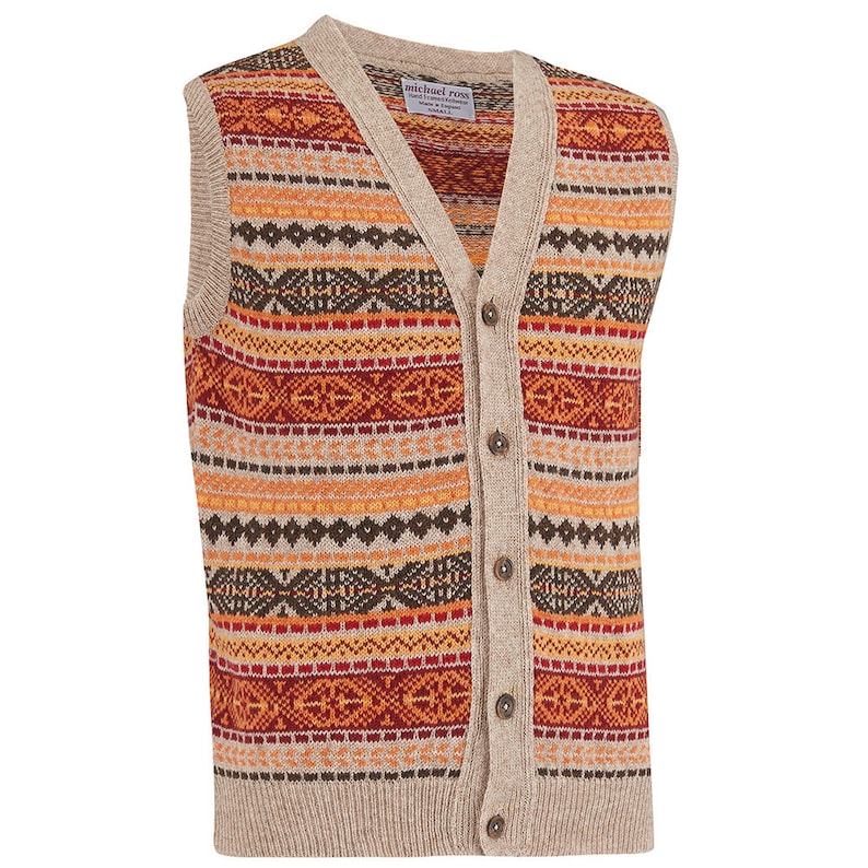 1920s Men’s Sweaters, Cardigans, Knitwear     Fisherman- Fair Isle waistcoat 0099-2746-F18  AT vintagedancer.com