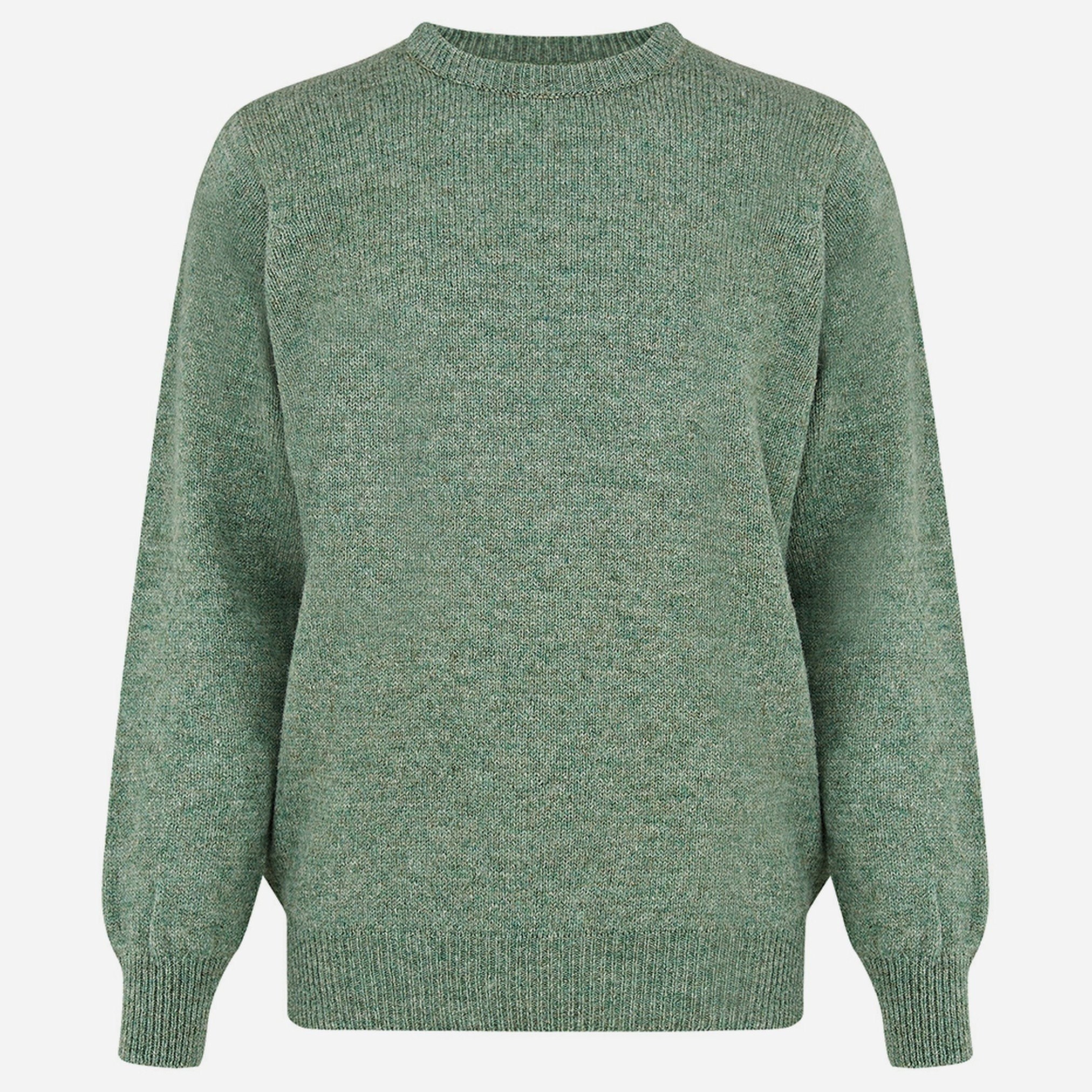 Image of Hand Framed Plain Shetland Crew For Men-329 Laurel