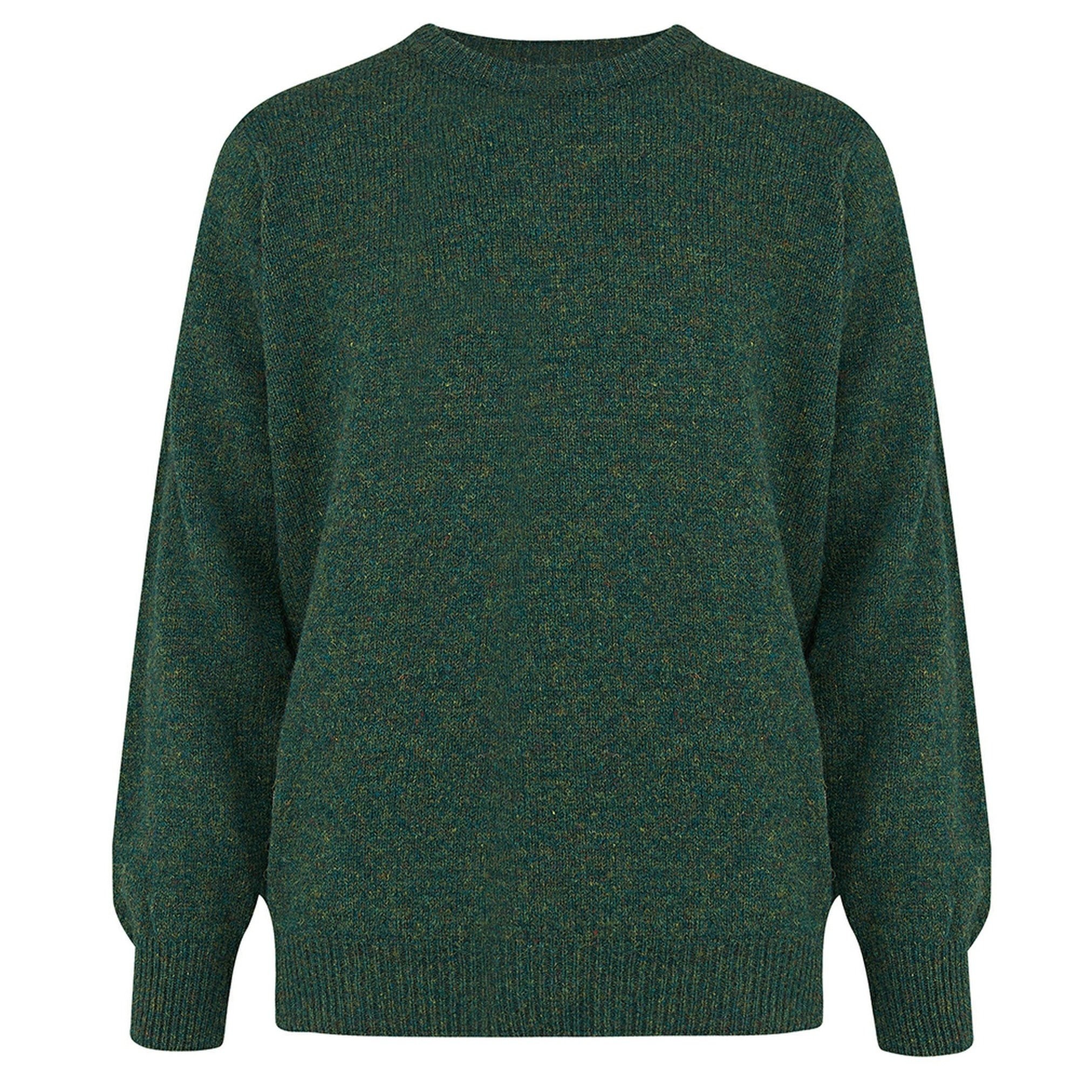 Image of Hand Framed Plain Shetland Crew For Men-249 Fern