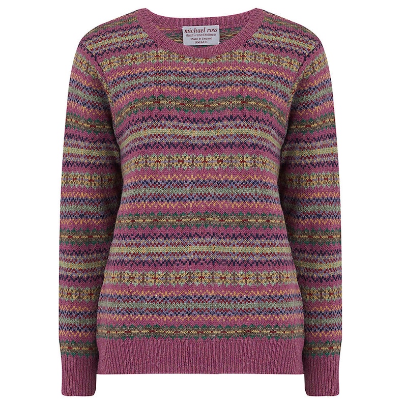 1930s Style Sweaters | Vintage Sweaters Harvest Ladies-Fair Isle crew 0001-2884 F46 DAMASK $237.79 AT vintagedancer.com