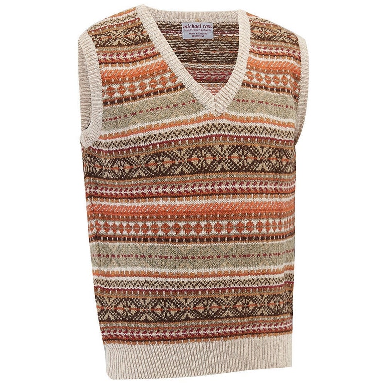 1920s Men’s Sweaters, Cardigans, Knitwear     Fisherman Fair Isle slip over 0099-2747-F18 SAND  AT vintagedancer.com