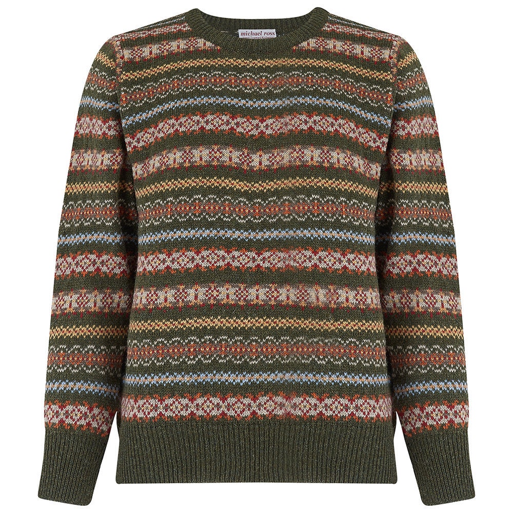 Image of Crest Men Fair Isle Crew 0012-2731-F52-Loden Green