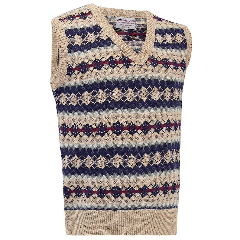 1920s Style Mens Vests, Pullovers, FairIsle Knits     LawlessFair Isle slipover in Donegal 0115-2747- F01  AT vintagedancer.com