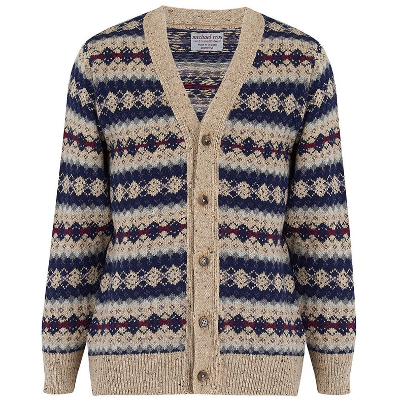 1920s Men’s Sweaters, Cardigans, Knitwear     Lawless design Fair Isle vee cardigan mens 0115-2904-F01 Foyle  AT vintagedancer.com