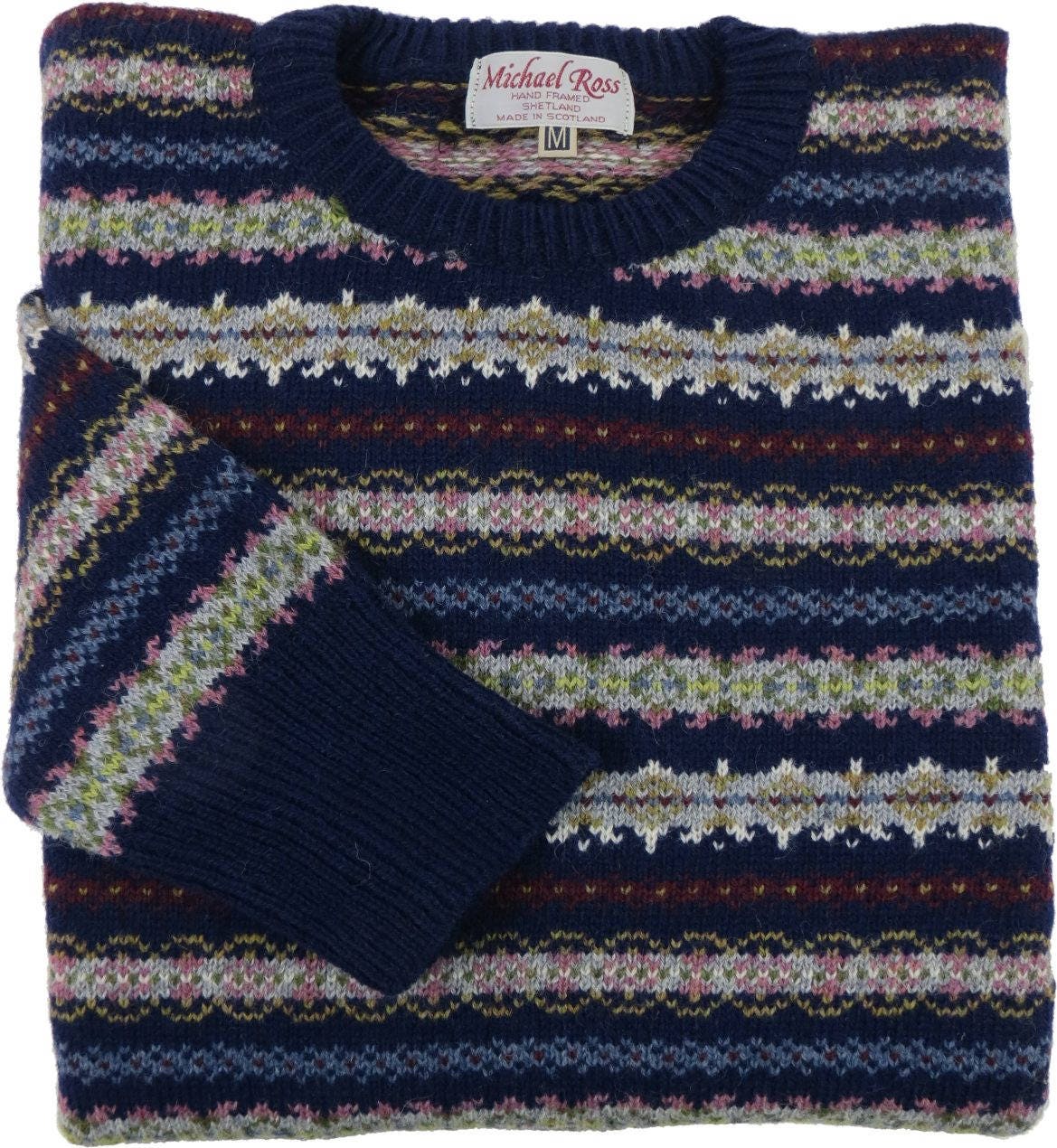 Image of Crest Design Fair Isle Crew 0012-2731-F16-Navy
