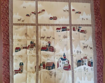 Adventskalender mit einer schönen Landschaft. Adventskalender, Stoff-Adventskalender,Adventskalender für Kinder, Quilted,Taschen zum  füllen