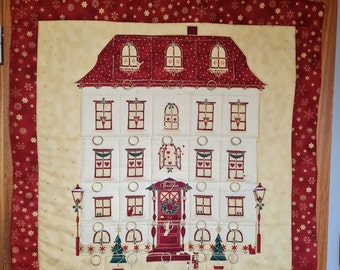 Adventskalender Haus, Weihnachtshaus, Stoff-Adventskalender, Adventskalender Kinder, Weihnachts Quilt, Weihnachts Deko, Taschen zum füllen