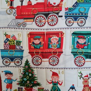 Advent calendar railway, gnomes, fabric advent calendar, children's advent calendar, Christmas quilt, Christmas decoration, bags to fill image 5