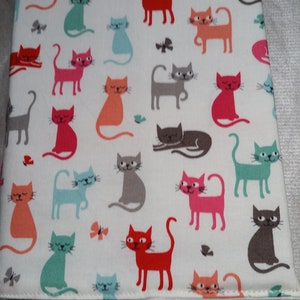 Book cover in fabric with clad DIN A 5, cats, funny cats, school, notebook, diary, children and adults, recipe book, dress book image 1