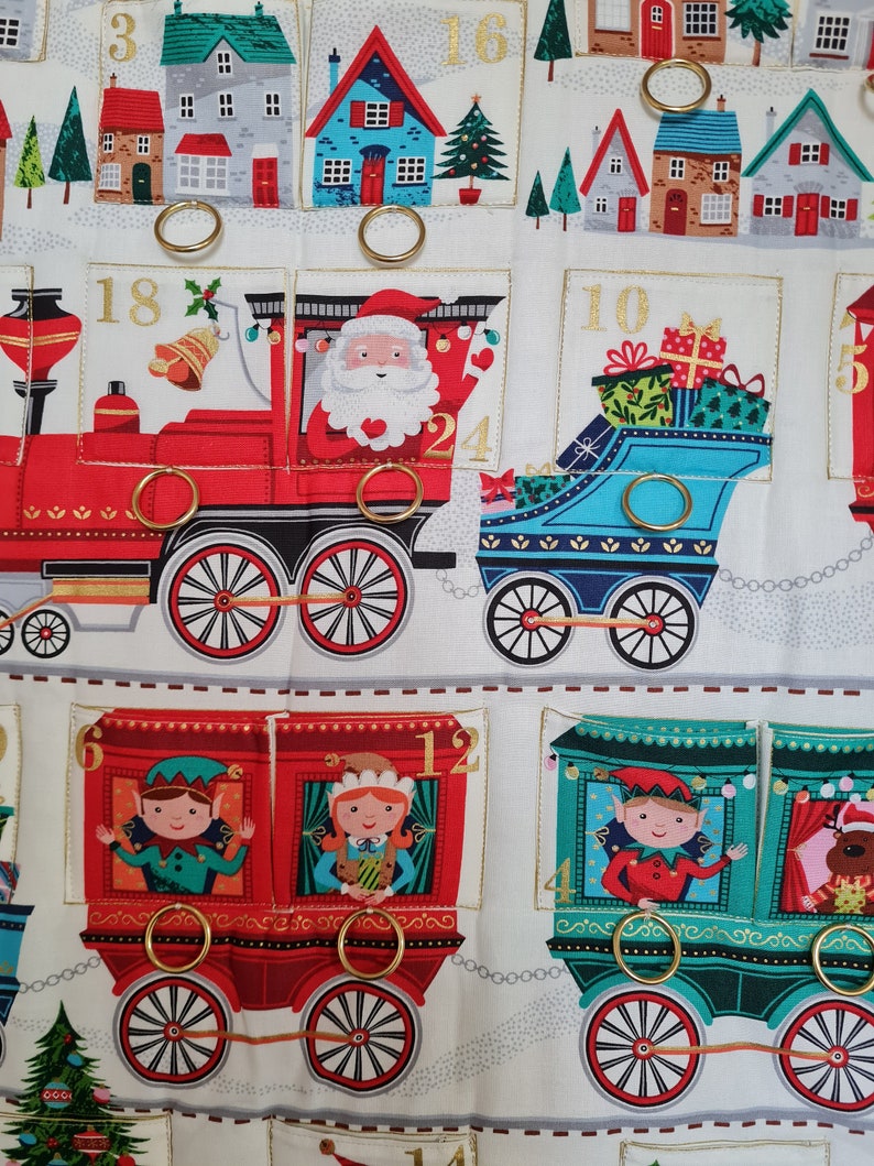 Advent calendar railway, gnomes, fabric advent calendar, children's advent calendar, Christmas quilt, Christmas decoration, bags to fill image 6