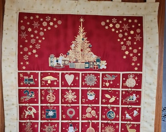 Adventskalender Tannenbaum und Weihnachtsmotiven,Adventskalender,Stoff-Adventskalender,Adventskalender für Kinder,Quilted,Taschen zum füllen