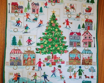 Adventskalender Häuser Winterlandschaft, Weihnachtsmarkt, Stoff-Adventskalender, Adventskalender, Kinder, Weihnachts Quilt, Weihnachten Deko