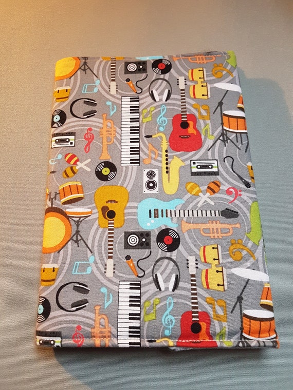 Book Cover Of Fabric With Cladder A5 Musical Instruments Etsy