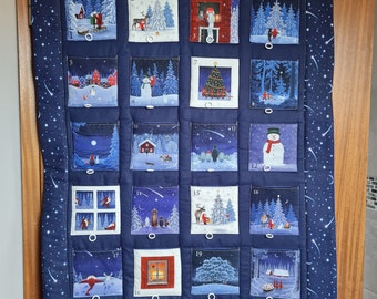 Advent calendar Santa Claus, Christmas elves, fabric advent calendar, children, Christmas quilt, Christmas decorations, bags to fill