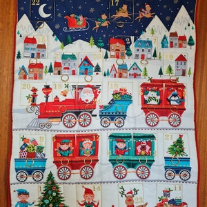 Advent calendar railway, gnomes, fabric advent calendar, children's advent calendar, Christmas quilt, Christmas decoration, bags to fill image 1