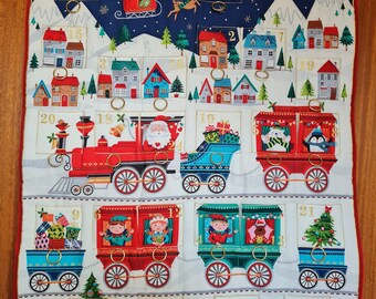 Adventskalender Eisenbahn, Wichtel, Stoff-Adventskalender, Adventskalender Kinder, Weihnachts Quilt, Weihnachts Deko, Taschen zum füllen