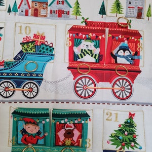 Advent calendar railway, gnomes, fabric advent calendar, children's advent calendar, Christmas quilt, Christmas decoration, bags to fill image 4