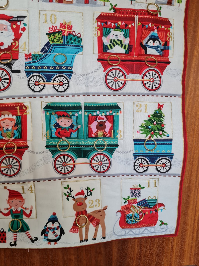 Advent calendar railway, gnomes, fabric advent calendar, children's advent calendar, Christmas quilt, Christmas decoration, bags to fill image 8