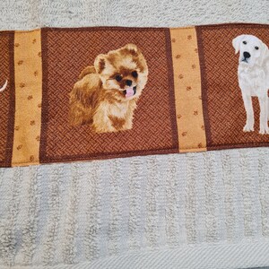 Gästehandtuch mit verschiedenen Hunderassen, Golden Retriever, Dalmatiner, Chau Chau, Kinder, Gästehandtuch Frotee, Gästehandtuch beige Bild 4