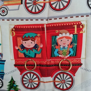 Advent calendar railway, gnomes, fabric advent calendar, children's advent calendar, Christmas quilt, Christmas decoration, bags to fill image 2