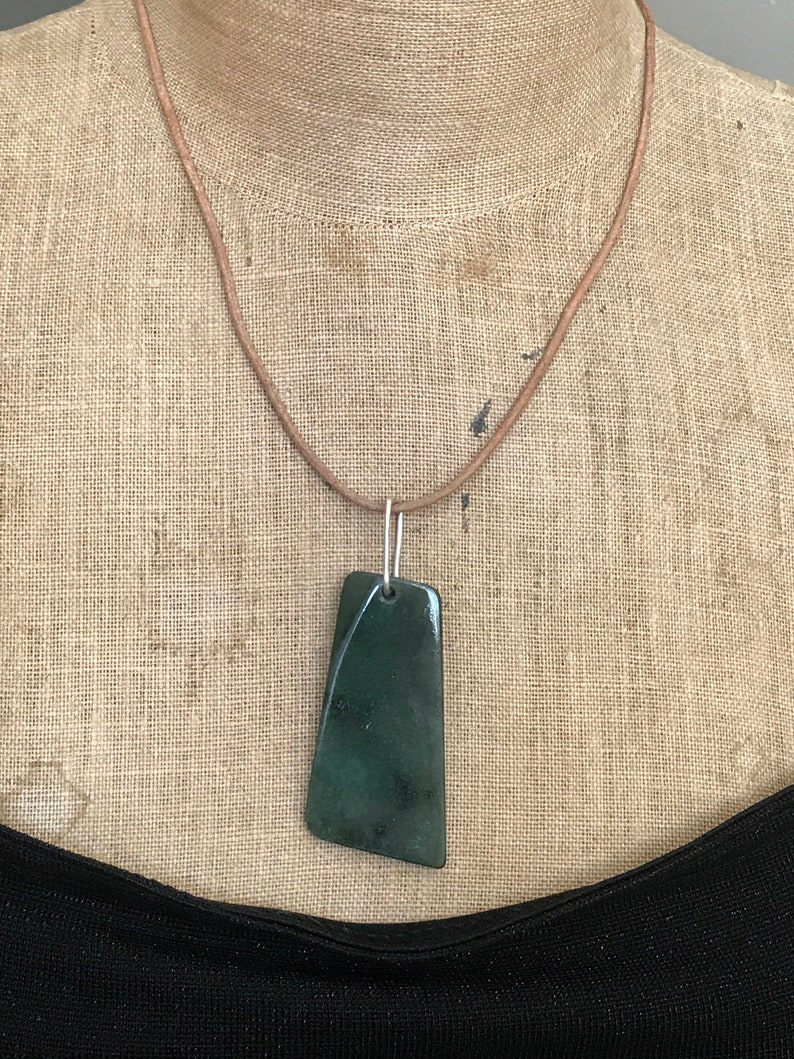 Australian Jade Pendant on leather cord.