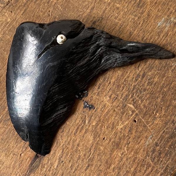 Raven head brooch from Irish bog oak thousands of years old