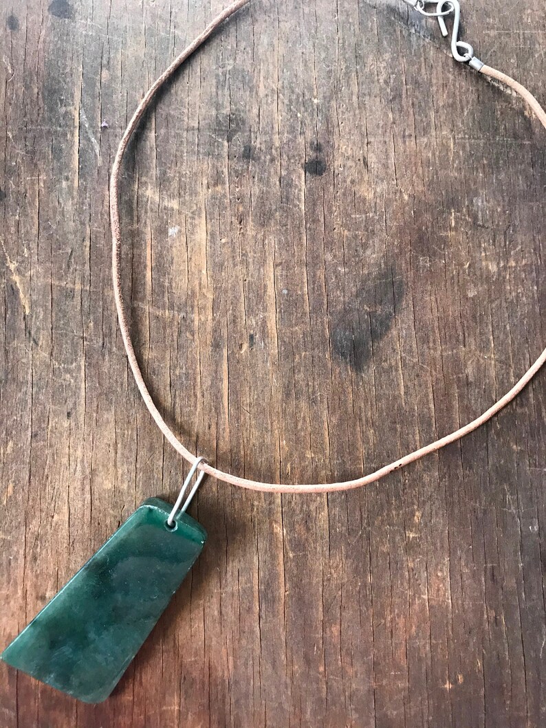 Australian Jade Pendant on leather cord.
