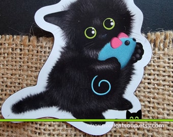 Cute Black Cat Magnet. Good for lockers, gifts, or that special cat-lover in your life.