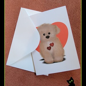 Lot de 4 cartes de vœux pour chiots mignons, envoi d'amour, intérieur vierge
