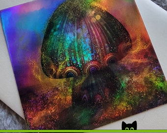 Holographic Magic Mushroom Sticker Original Art
