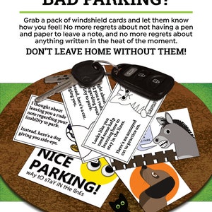 Sassy Bad Parking Cards - Lot de six motifs amusants