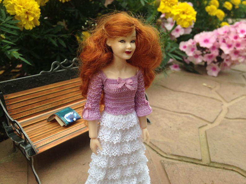 for Heidi Ott doll Dollhouse miniature dress blouse+skirt