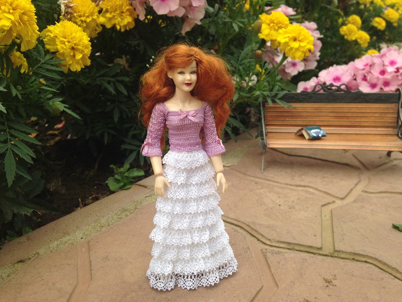 for Heidi Ott doll Dollhouse miniature dress blouse+skirt