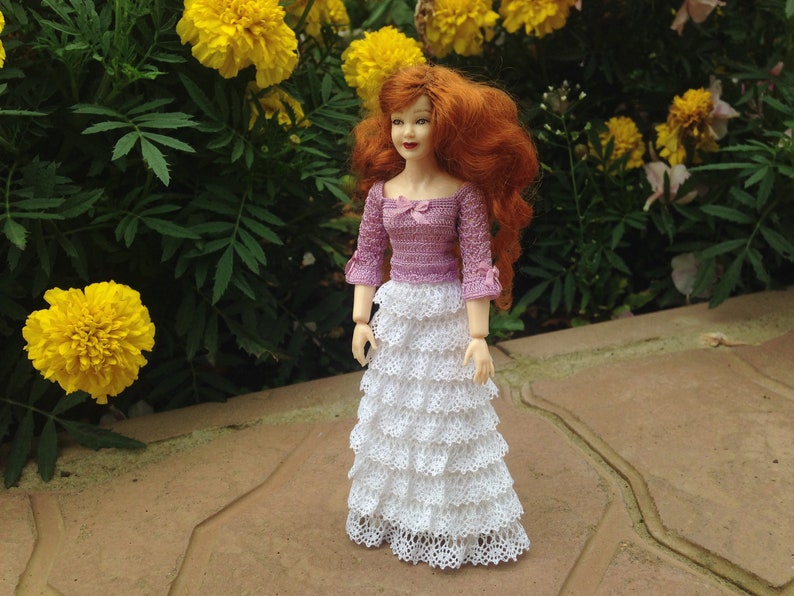 for Heidi Ott doll Dollhouse miniature dress blouse+skirt