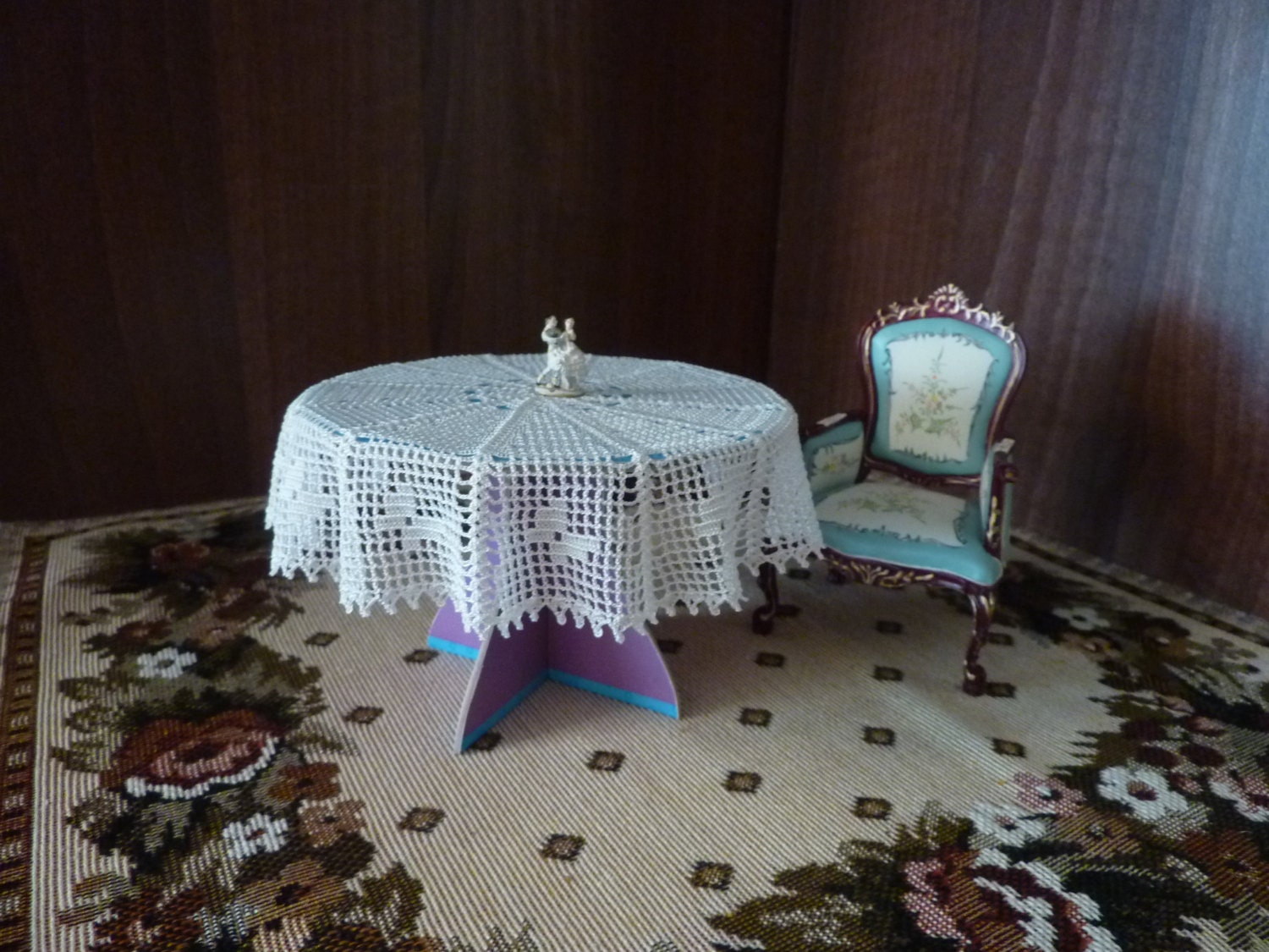 Dollhouse miniature crochet tablecloth for dining table Etsy