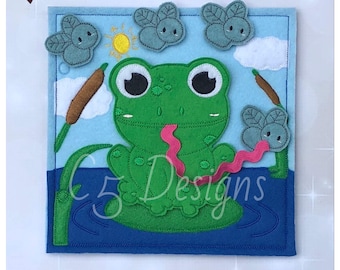Design de bordado digital ITH - Página do livro Frog Busy - Aros 5x7 e maiores - Download digital instantâneo - Muitos formatos