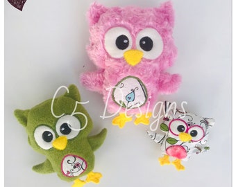 ITH Digital Embroidery Design - Owl Stuffie - 4X4 Hoop and Larger - Digital Instant Download - Comes in Many Formats