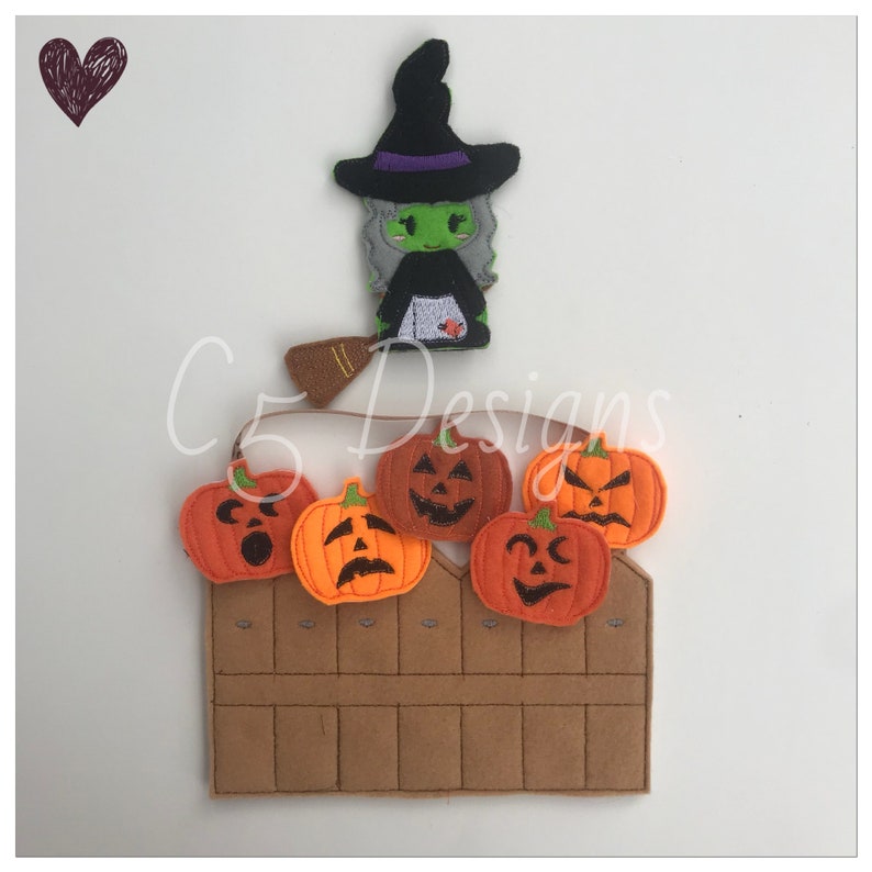 ITH Digital Embroidery Design - Five Little Pumpkins Finger Puppet Set ...